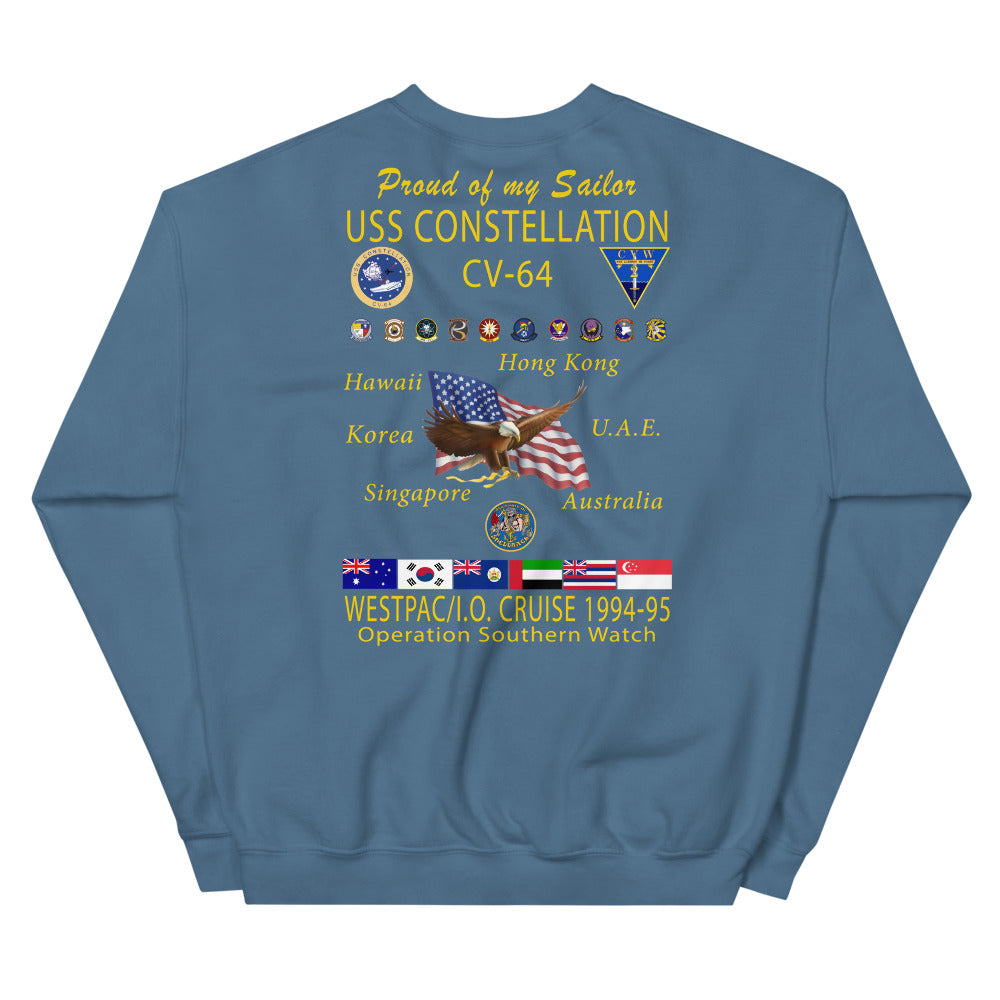 USS Constellation (CV-64) 1994-95 Cruise Sweatshirt - FAMILY