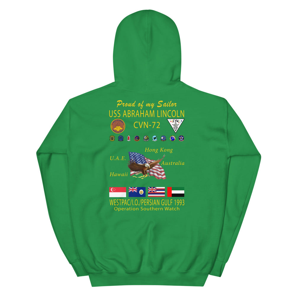 USS Abraham Lincoln (CVN-72) 1993 Cruise Hoodie - FAMILY