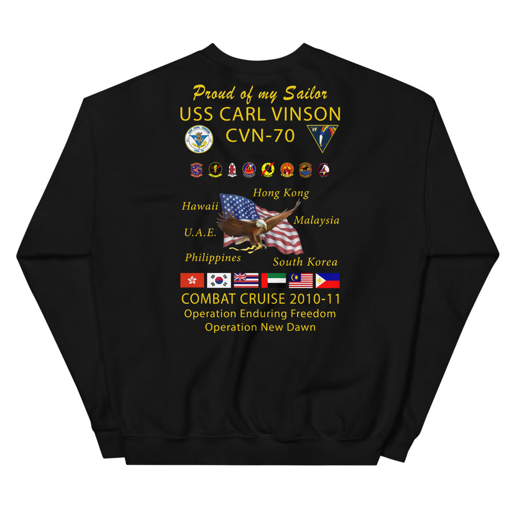USS Carl Vinson (CVN-70) 2010-11 Cruise Sweatshirt - FAMILY