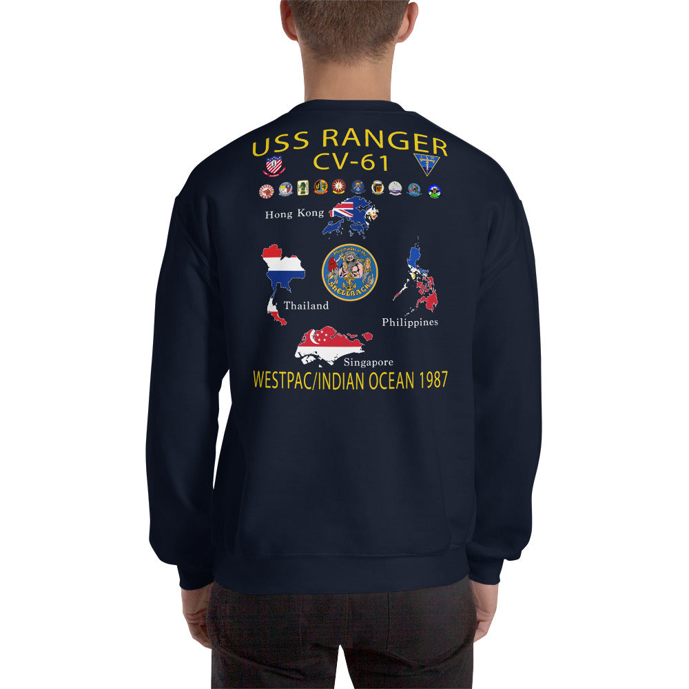 USS Ranger (CV-61) 1987 Cruise Sweatshirt - Map
