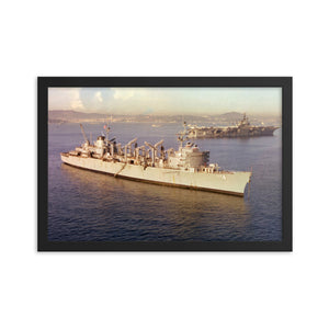 USS Detroit (AOE-4) Framed Ship Photo - w/ USS Independence (CV-62) in France