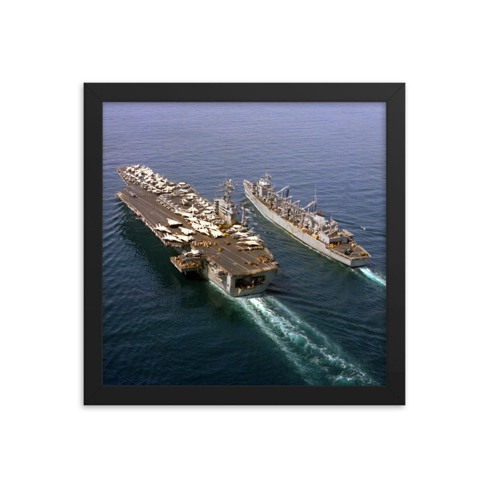USS Detroit (AOE-4) Framed Ship Photo - w/ USS Dwight D. Eisenhower (CVN-69)