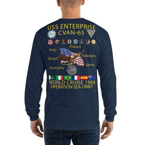 USS Enterprise (CVAN-65) 1964 Operation Sea Orbit Long Sleeve Cruise Shirt