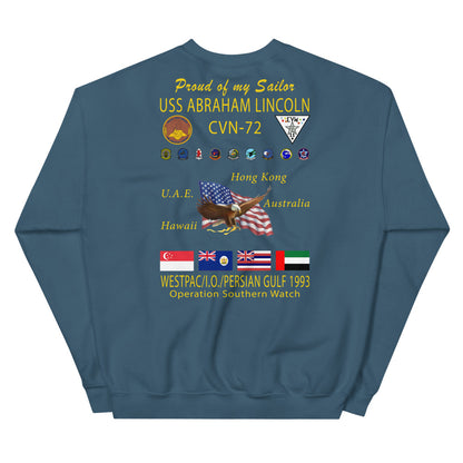 USS Abraham Lincoln (CVN-72) 1993 Cruise Sweatshirt - FAMILY