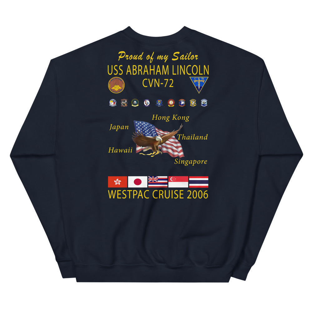 USS Abraham Lincoln (CVN-72) 2006 Cruise Sweatshirt - Family