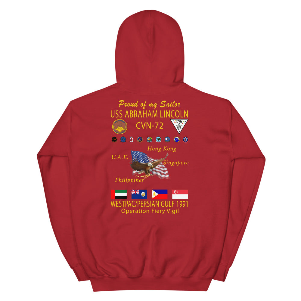 USS Abraham Lincoln (CVN-72) 1991 Cruise Hoodie - FAMILY