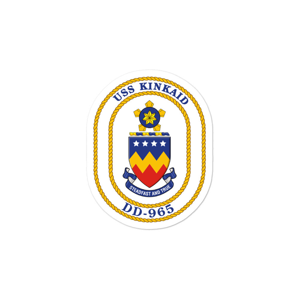 USS Kinkaid (DD-965) Ship's Crest Vinyl Sticker