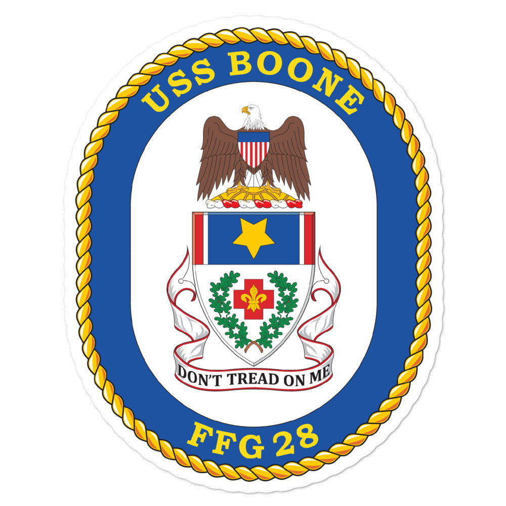 USS Boone (FFG-28) Ship's Crest Vinyl Sticker