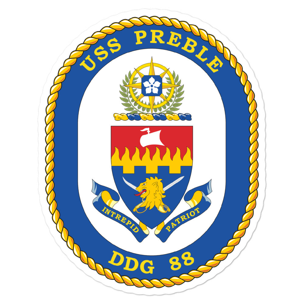 USS Preble (DDG-88) Ship's Crest Vinyl Sticker