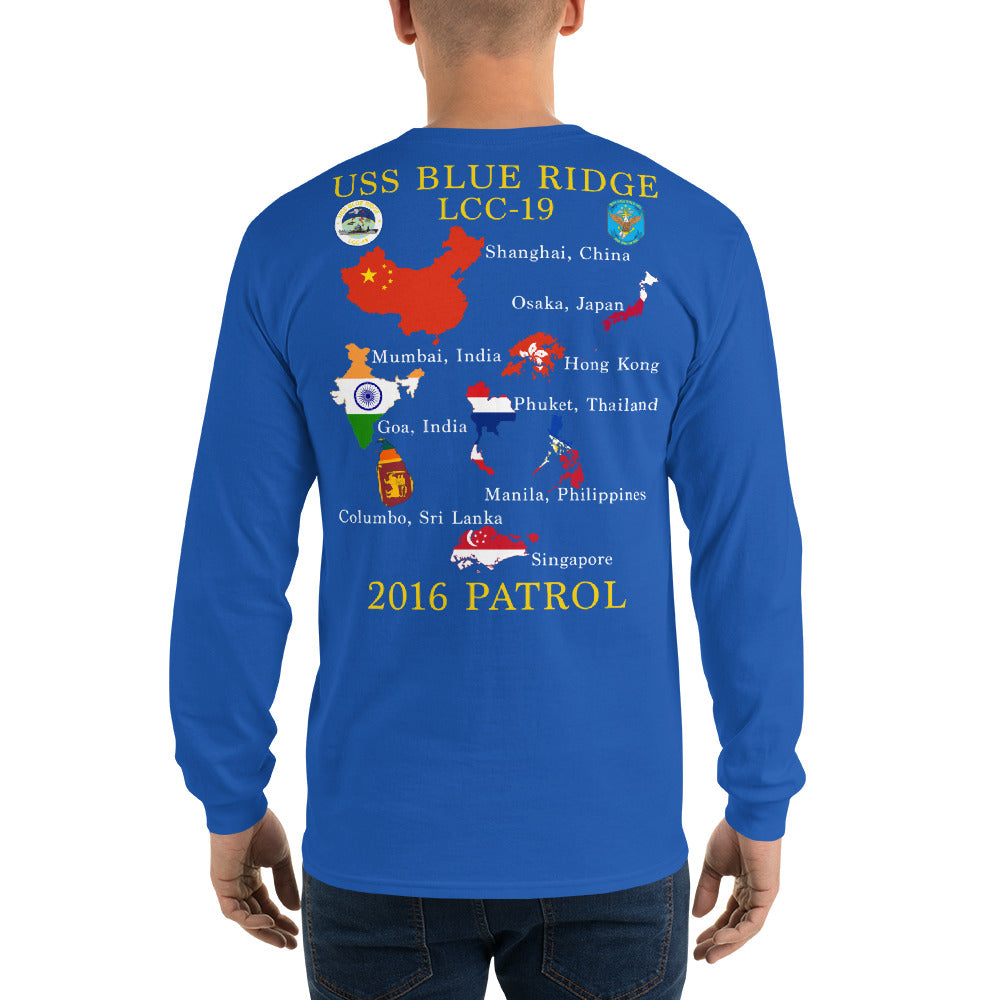 USS Blue Ridge (LCC-19) 2016 Long Sleeve Patrol Shirt - Map