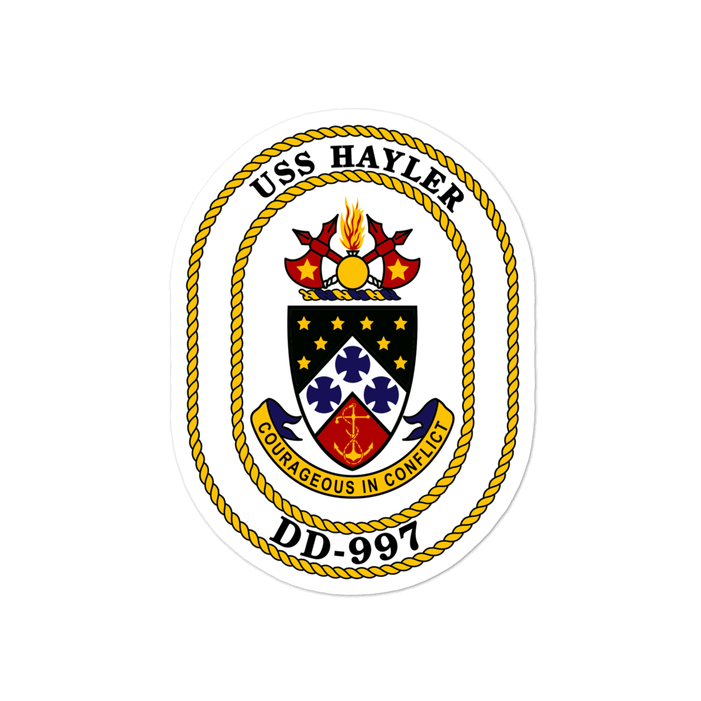USS Hayler (DD-997) Ship's Crest Vinyl Sticker