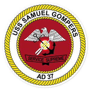 USS Samuel Gompers (AD-37) Ship's Crest Vinyl Sticker
