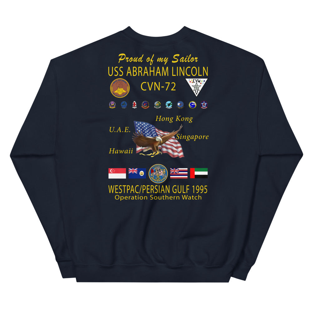 USS Abraham Lincoln (CVN-72) 1995 Cruise Sweatshirt - FAMILY
