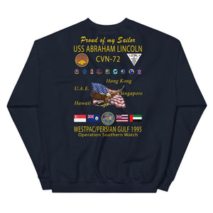USS Abraham Lincoln (CVN-72) 1995 Cruise Sweatshirt - FAMILY