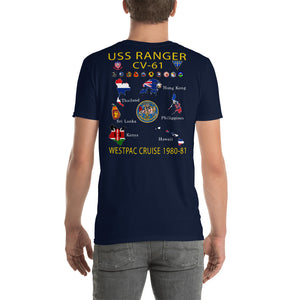 USS Ranger (CV-61) 1980-81 Cruise Shirt - Map