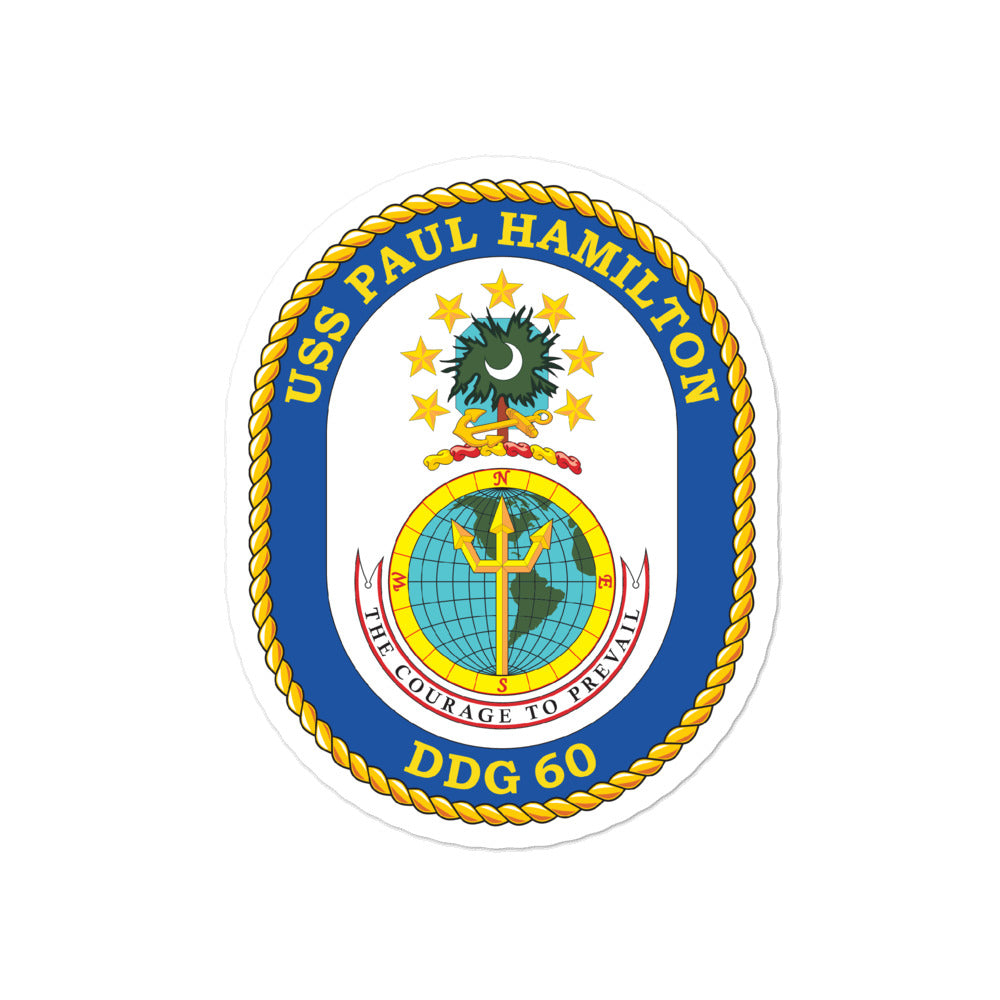 USS Paul Hamilton (DDG-60) Ship's Crest Vinyl Sticker