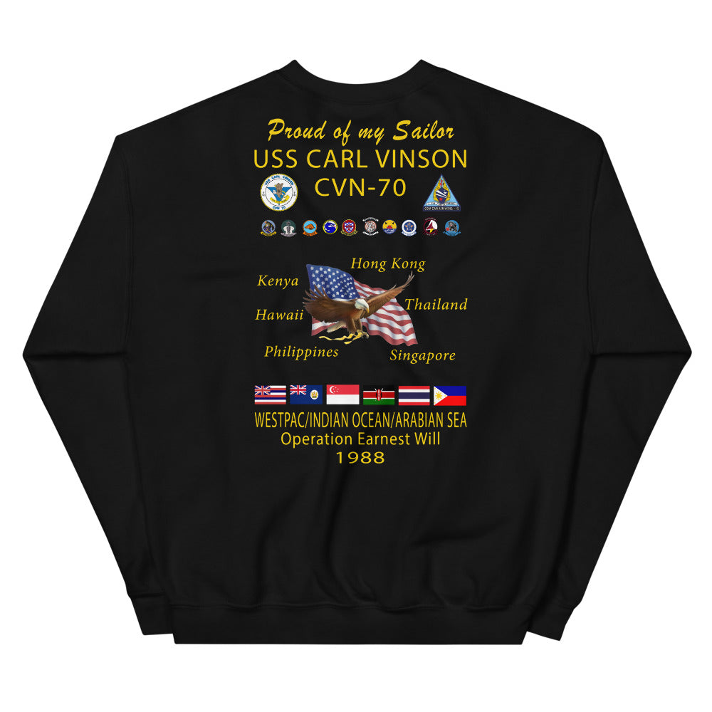 USS Carl Vinson (CVN-70) 1988 Cruise Sweatshirt - Family