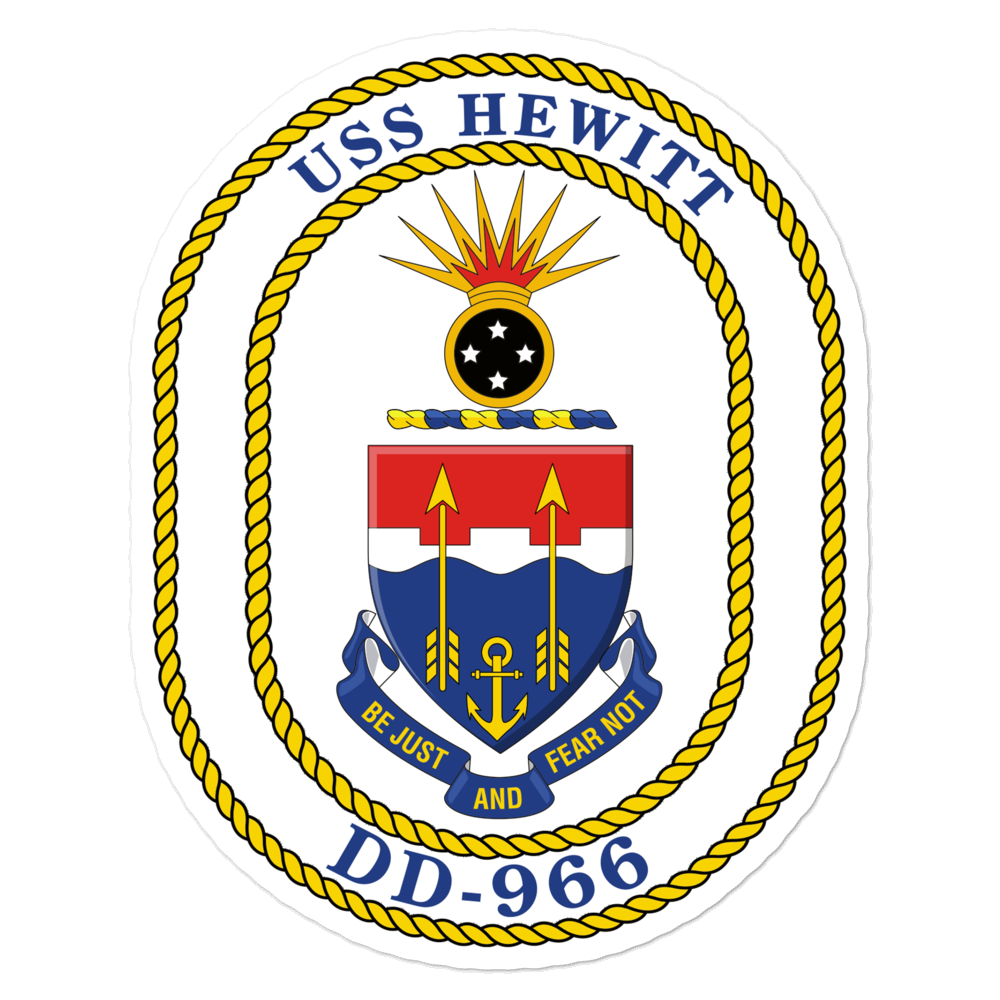 USS Hewitt (DD-966) Ship's Crest Vinyl Sticker