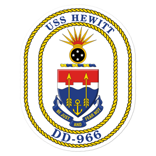 USS Hewitt (DD-966) Ship's Crest Vinyl Sticker