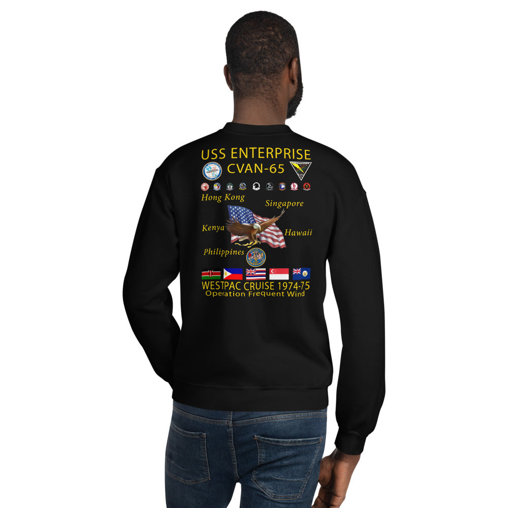 USS Enterprise (CVAN-65) 1974-75 Cruise Sweatshirt