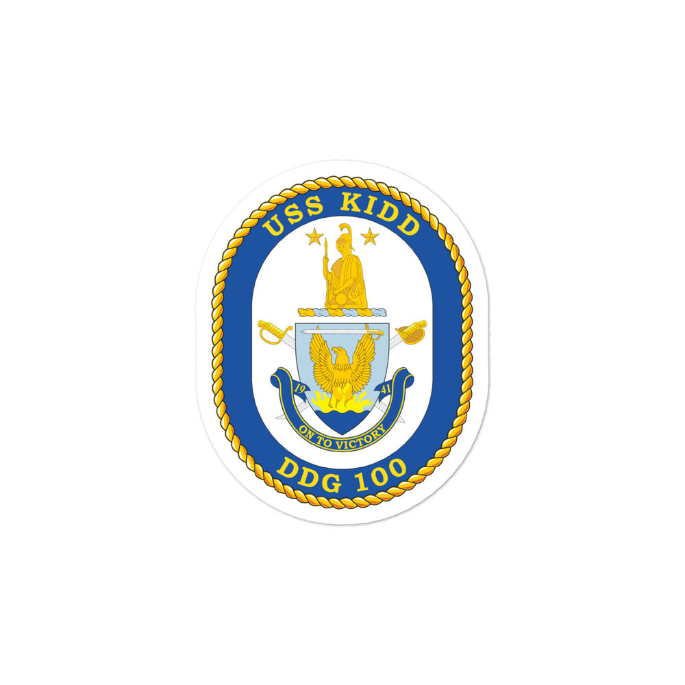 USS Kidd (DDG-100) Ship's Crest Vinyl Sticker