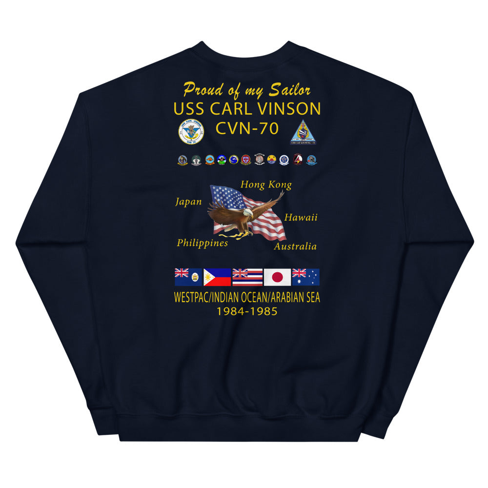 USS Carl Vinson (CVN-70) 1984-85 Cruise Sweatshirt - Family