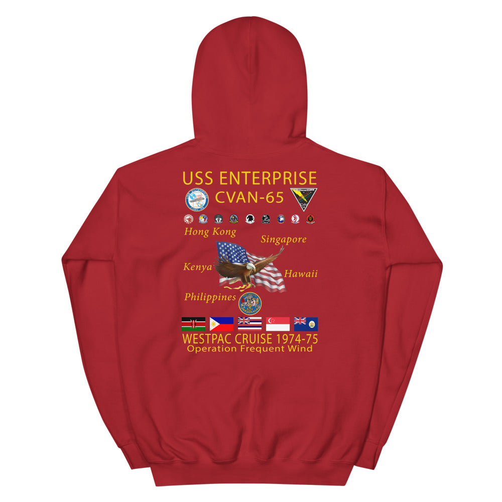 USS Enterprise (CVAN-65) 1974-75 Cruise Hoodie