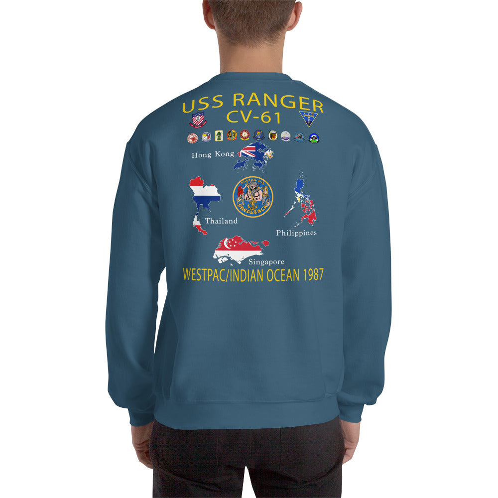 USS Ranger (CV-61) 1987 Cruise Sweatshirt - Map