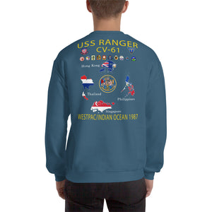 USS Ranger (CV-61) 1987 Cruise Sweatshirt - Map