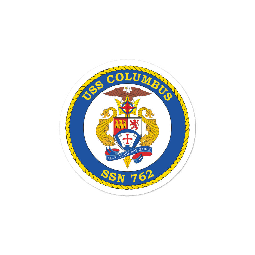 USS Columbus (SSN-762) Ship's Crest Vinyl Sticker