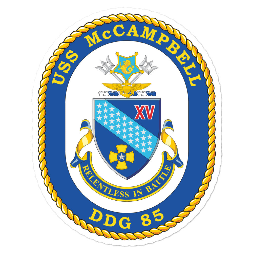 USS McCampbell (DDG-85) Ship's Crest Vinyl Sticker