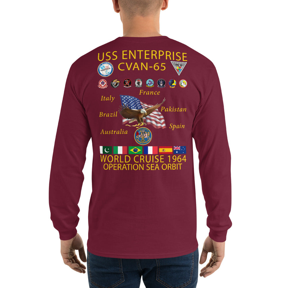 USS Enterprise (CVAN-65) 1964 Operation Sea Orbit Long Sleeve Cruise Shirt