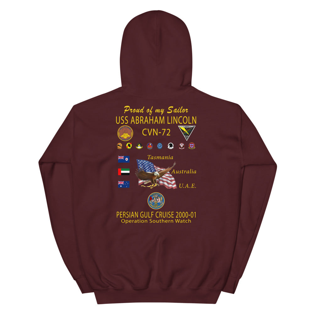 USS Abraham Lincoln (CVN-72) 2000-01 Cruise Hoodie - Family