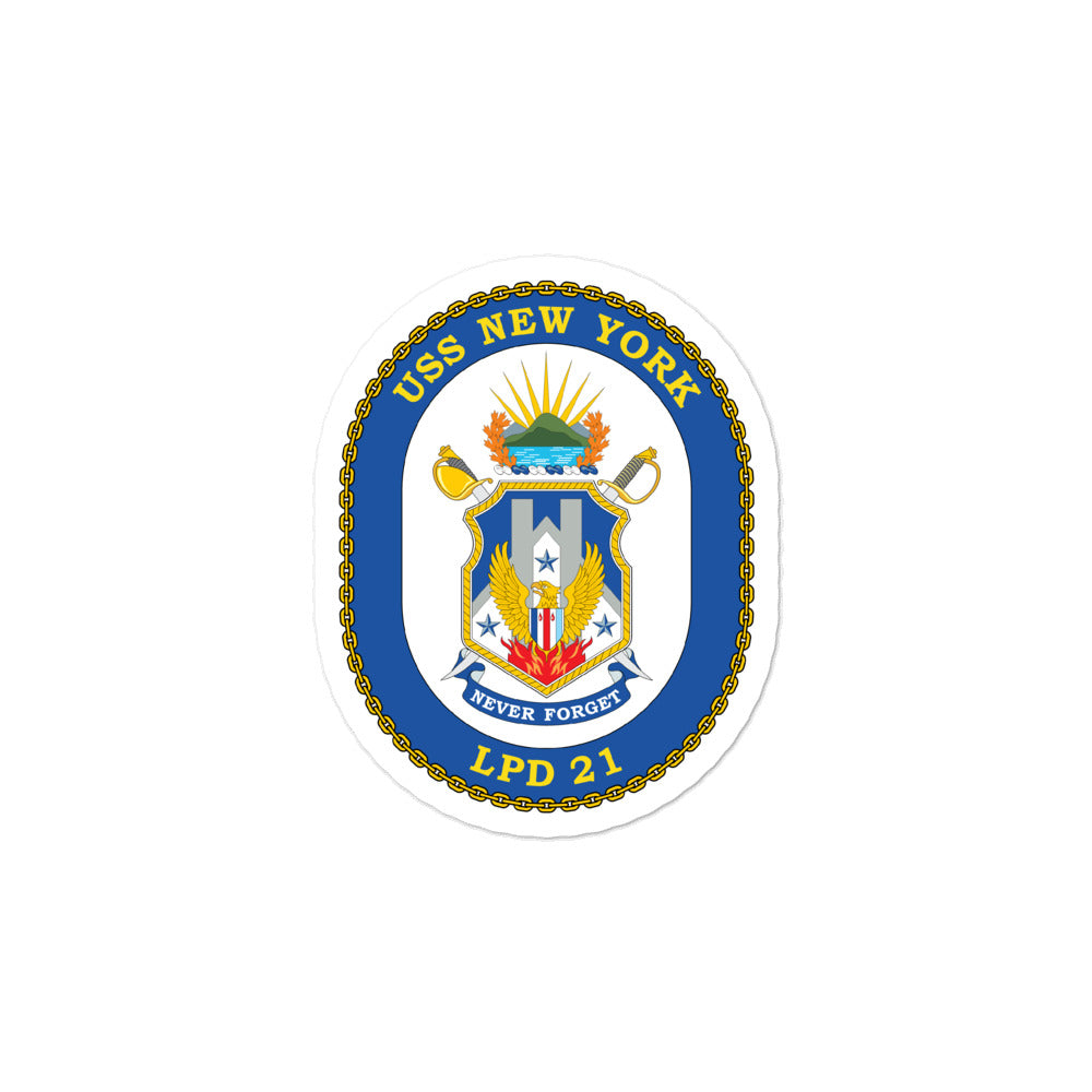 USS New York (LPD-21) Ship's Crest Vinyl Sticker