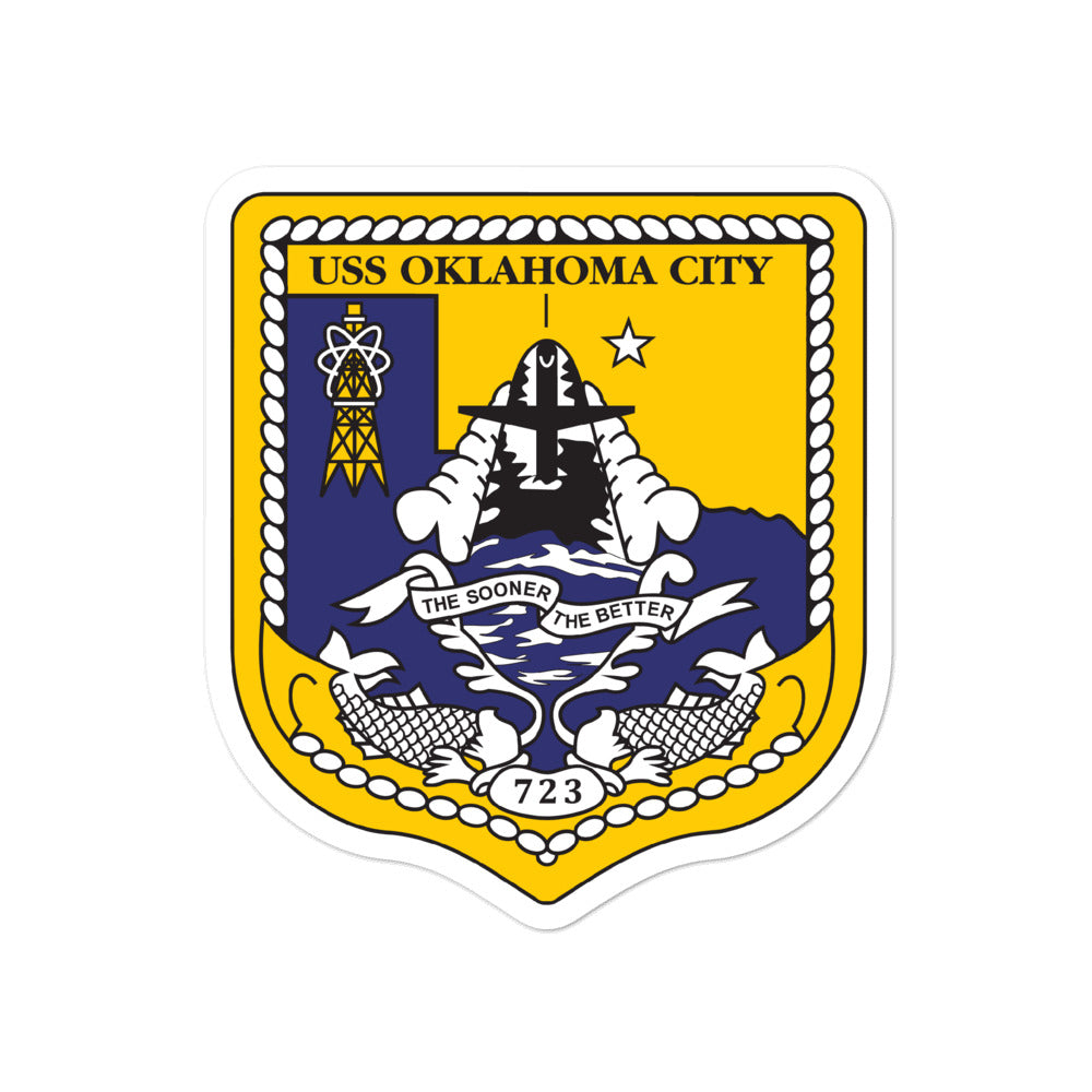 USS Oklahoma City (SSN-723) Ship's Crest Vinyl Sticker