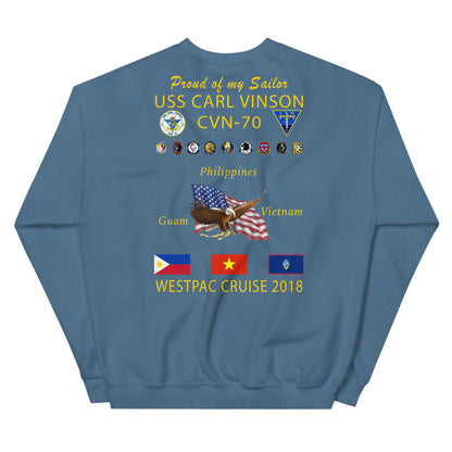 USS Carl Vinson (CVN-70) 2018 Cruise Sweatshirt - FAMILY