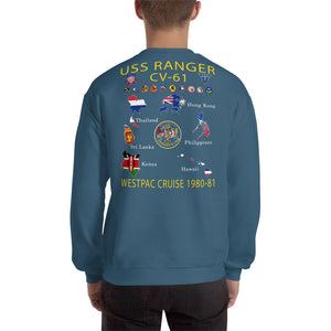 USS Ranger (CV-61) 1980-81 Cruise Sweatshirt - Map