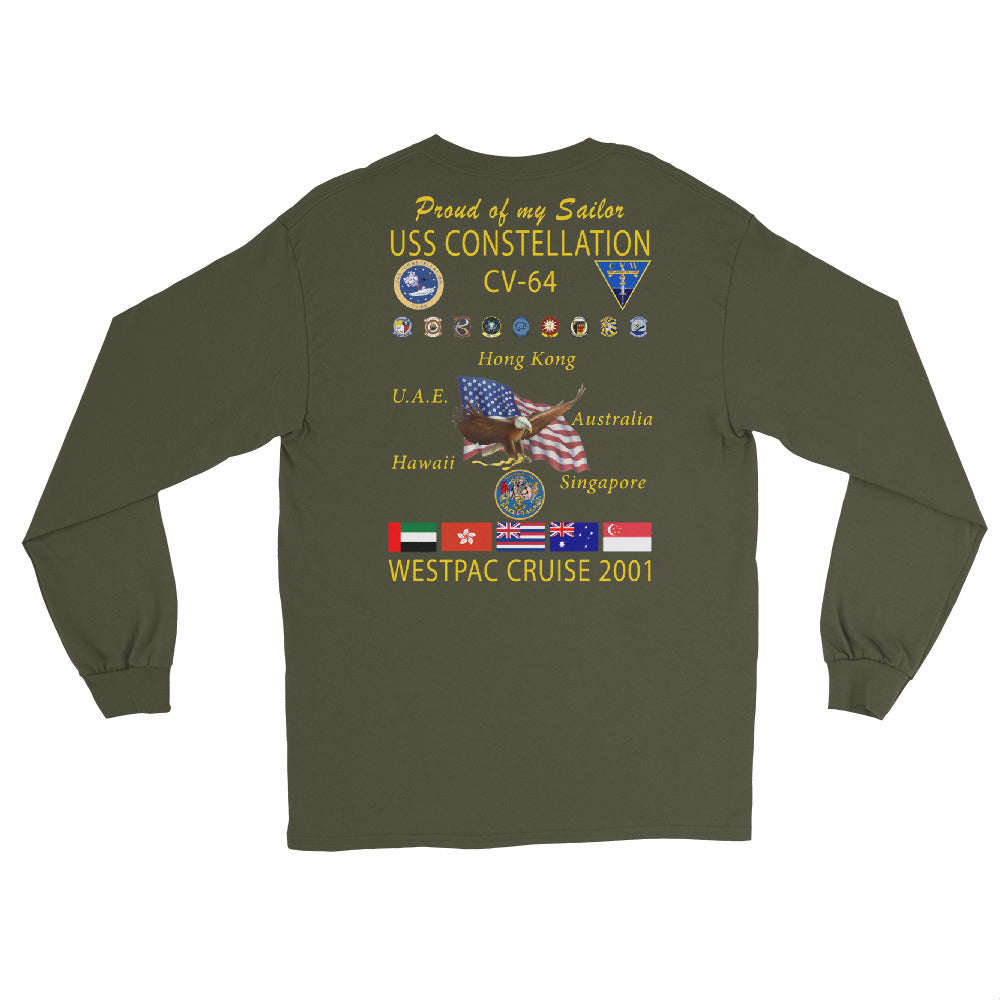 USS Constellation (CV-64) 2001 Long Sleeve Cruise Shirt - FAMILY
