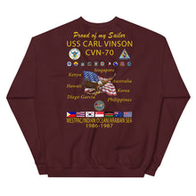 Load image into Gallery viewer, USS Carl Vinson (CVN-70) 1986-87 Cruise Sweatshirt - Family