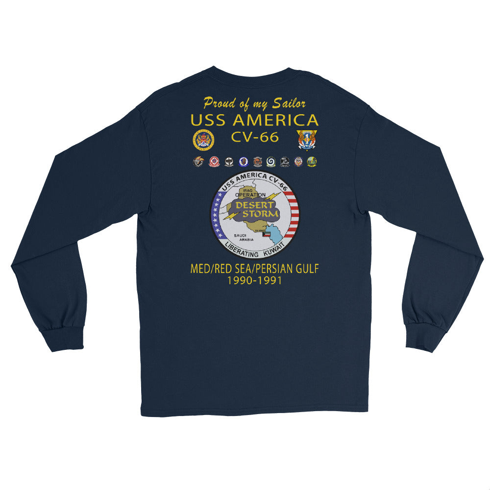 USS America (CV-66) 1990-91 Long Sleeve Cruise Shirt ver 2 - FAMILY