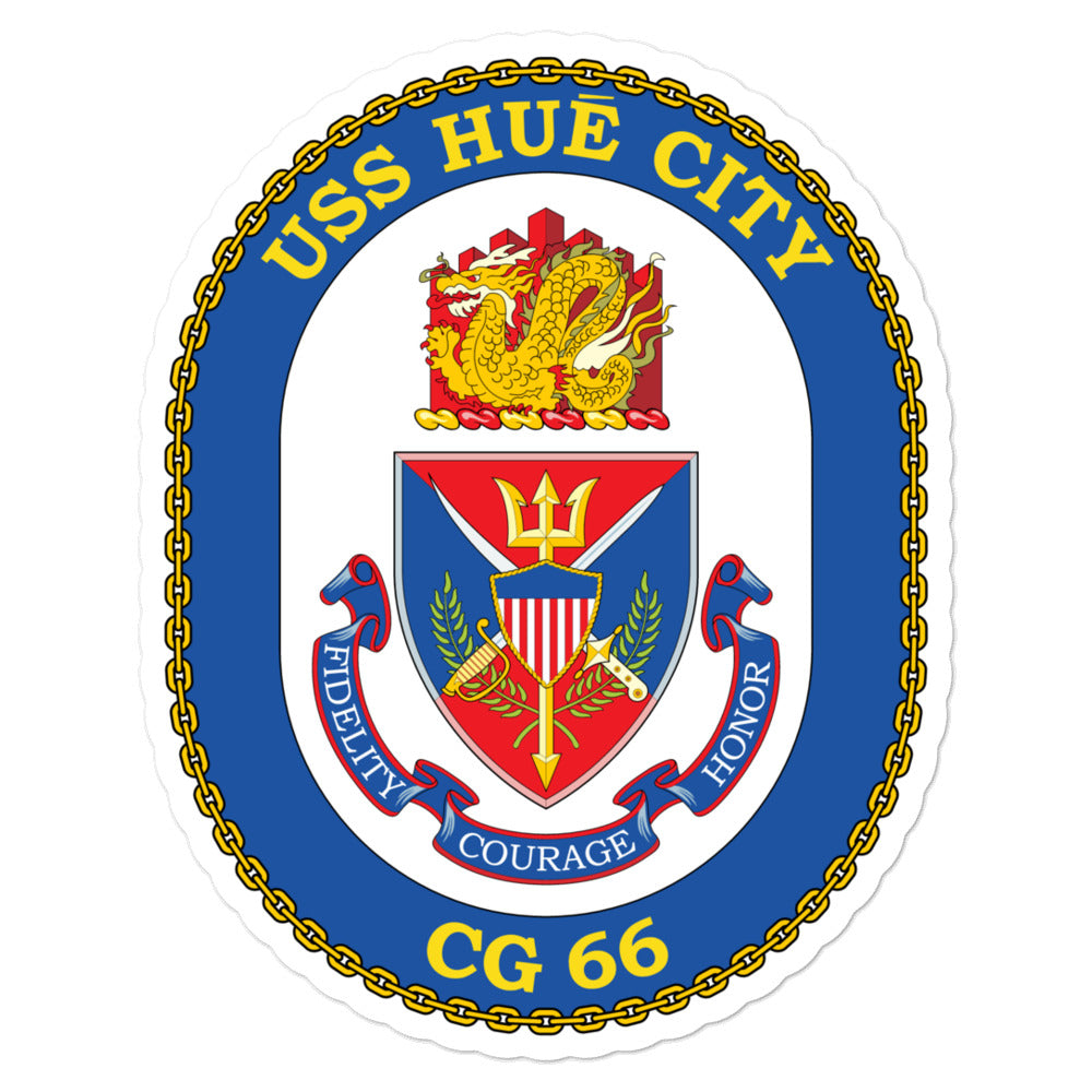 USS Hue CIty (CG-66) Ship's Crest Vinyl Sticker