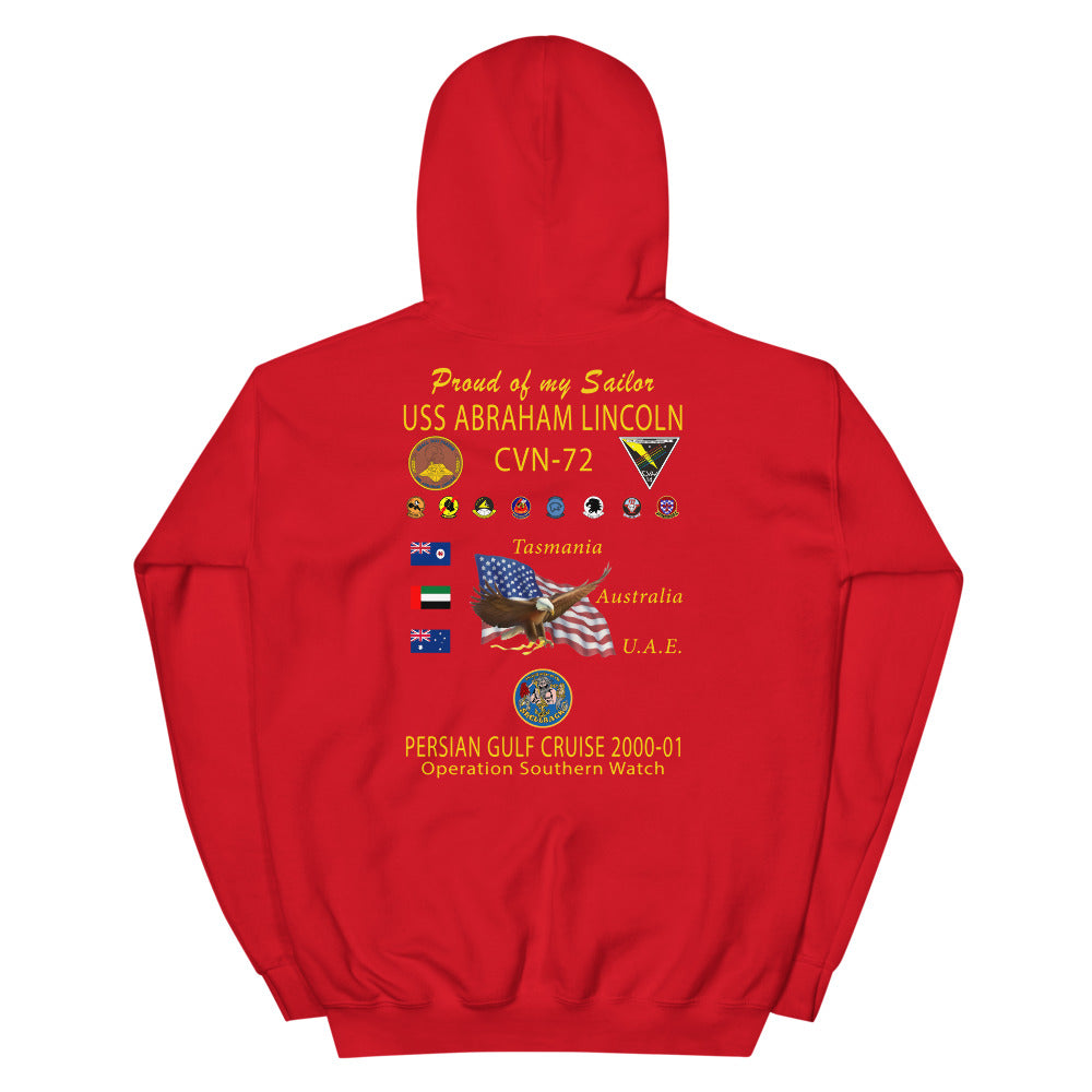 USS Abraham Lincoln (CVN-72) 2000-01 Cruise Hoodie - Family