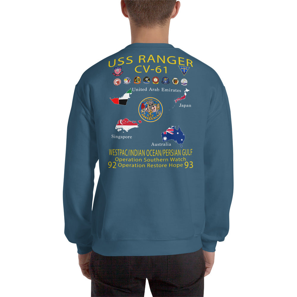 USS Ranger (CV-61) 1992-93 Cruise Sweatshirt - Map
