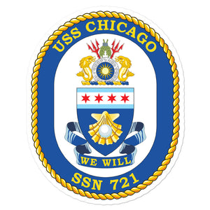 USS Chicago (SSN-721) Ship's Crest Vinyl Sticker
