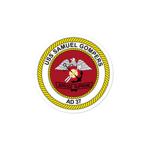 USS Samuel Gompers (AD-37) Ship's Crest Vinyl Sticker