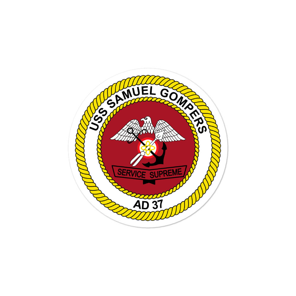 USS Samuel Gompers (AD-37) Ship's Crest Vinyl Sticker
