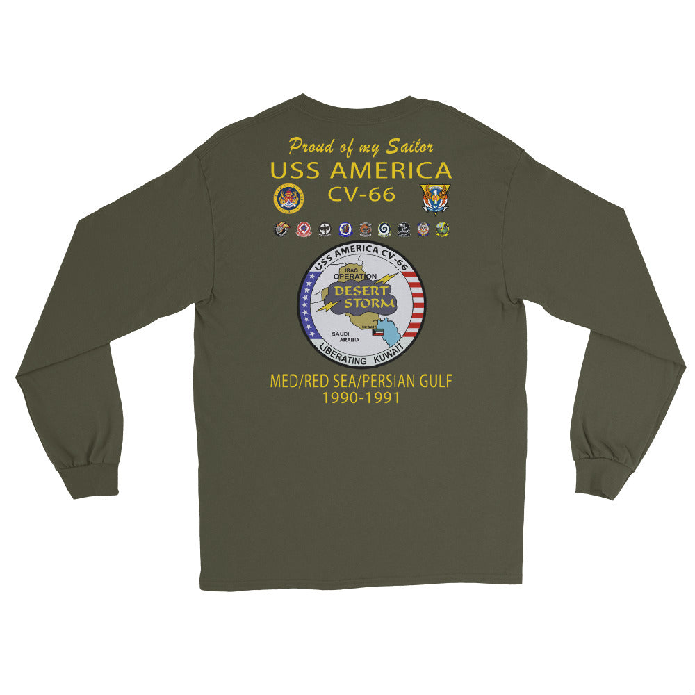 USS America (CV-66) 1990-91 Long Sleeve Cruise Shirt ver 2 - FAMILY