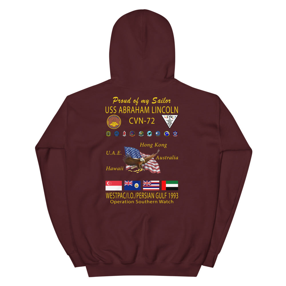USS Abraham Lincoln (CVN-72) 1993 Cruise Hoodie - FAMILY