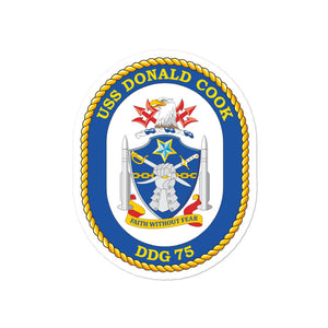 USS Donald Cook (DDG-75) Ship's Crest Vinyl Sticker