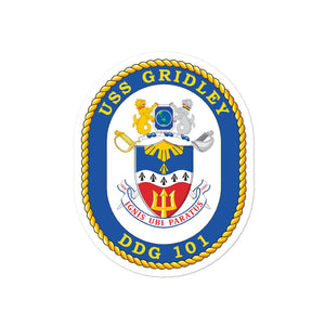 USS Gridley (DDG-101) Ship's Crest Vinyl Sticker